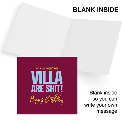 Villa Are Shit - Birthday Card