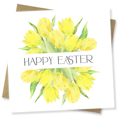 Yellow Tulips Easter Wreath Card