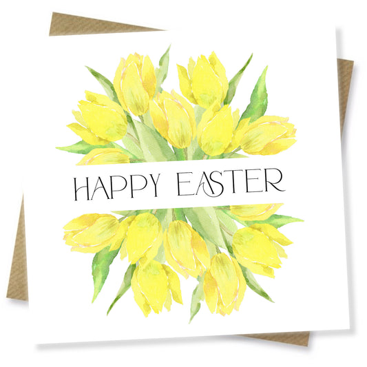 Yellow Tulips Easter Wreath Card