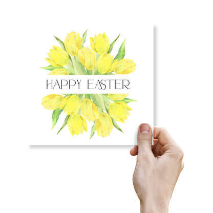 Yellow Tulips Easter Wreath Card