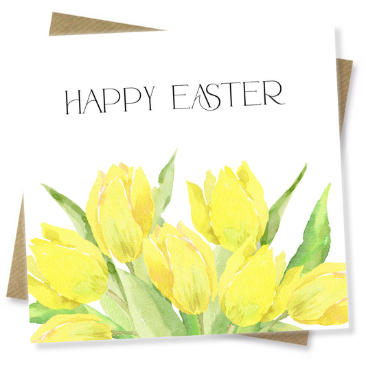 Single Row Yellow Tulips Card