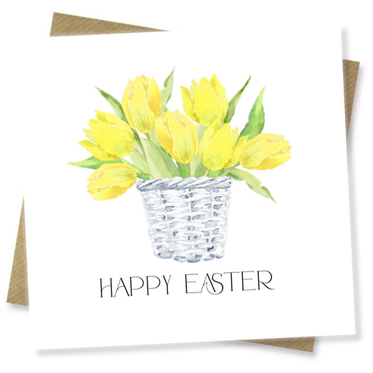 Yellow Tulips in Basket Card