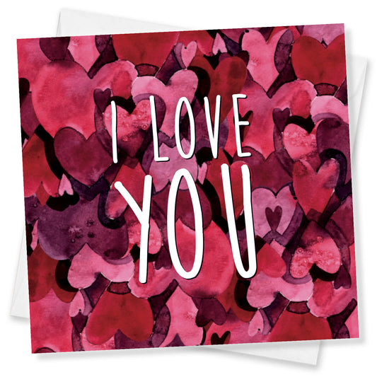 I Love You (Watercolour Hearts)