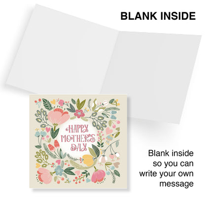 "Happy Mother’s Day – Cream Background with Floral Wreath"
