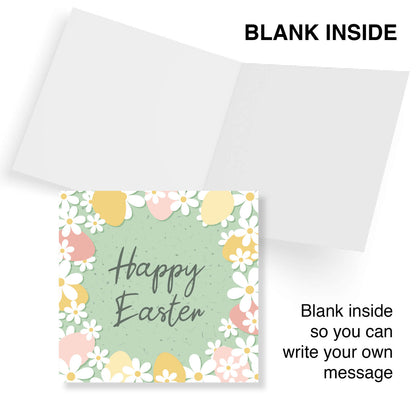 Green Floral Egg Border Card