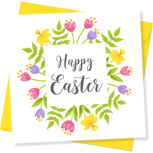 Wreath of Flowers Easter Card