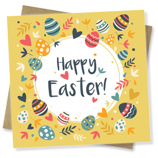 Happy Easter Egg Wreath Card