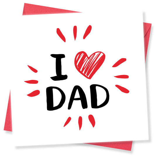 I Heart Dad (Scribbled Heart, Red Bursts)