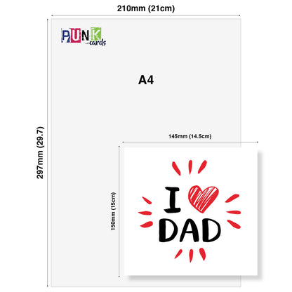 I Heart Dad (Scribbled Heart, Red Bursts)