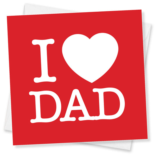 I Heart Dad (Red Background, White Font)