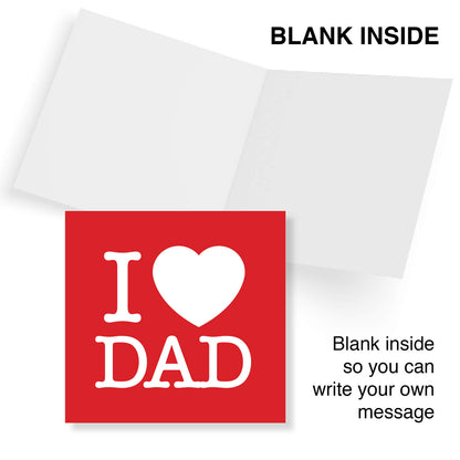 I Heart Dad (Red Background, White Font)