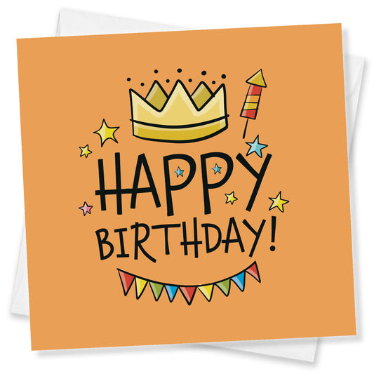 Happy Birthday – Crown & Bunting Card