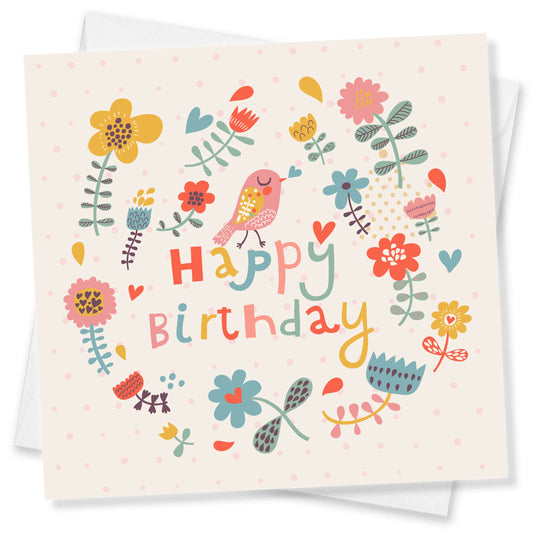 Happy Birthday – Floral Bird Card