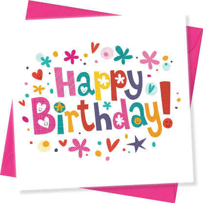 Happy Birthday – Fun & Colourful Lettering Card