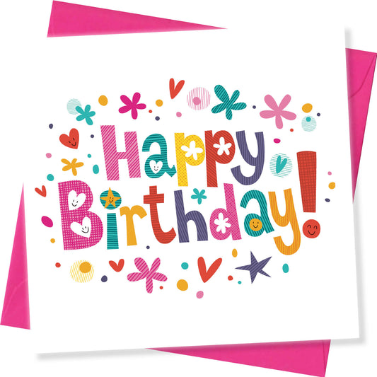 Happy Birthday – Fun & Colourful Lettering Card
