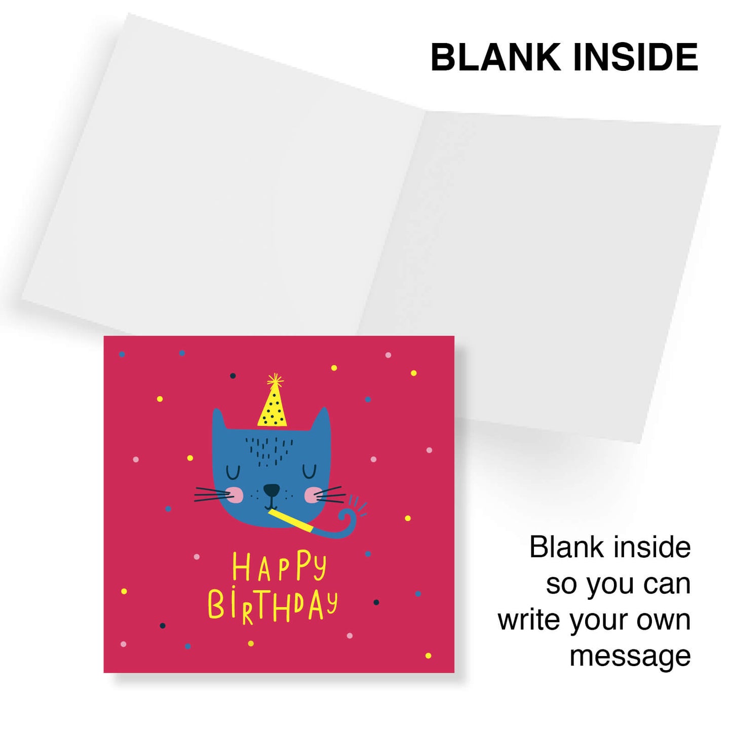 Blue Cat Party Hat – Birthday Card