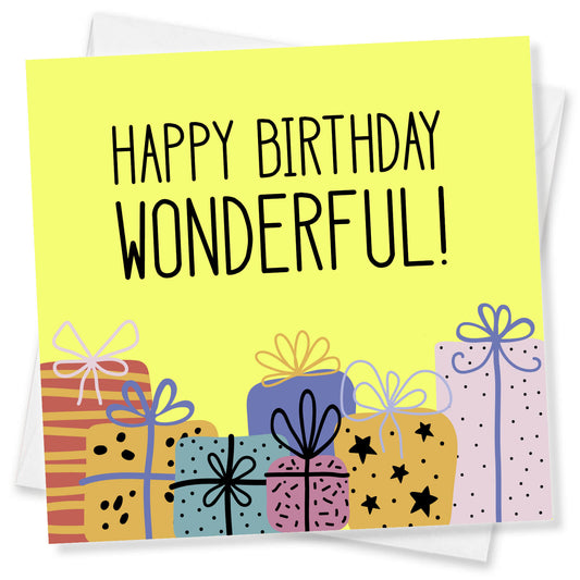 Happy Birthday Wonderful – Yellow Gift Card