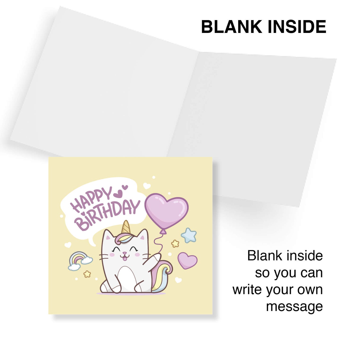 Happy Birthday – Cute Cat-Unicorn (Caticorn) Card