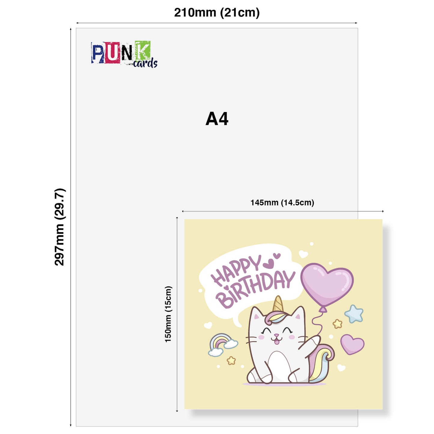 Happy Birthday – Cute Cat-Unicorn (Caticorn) Card