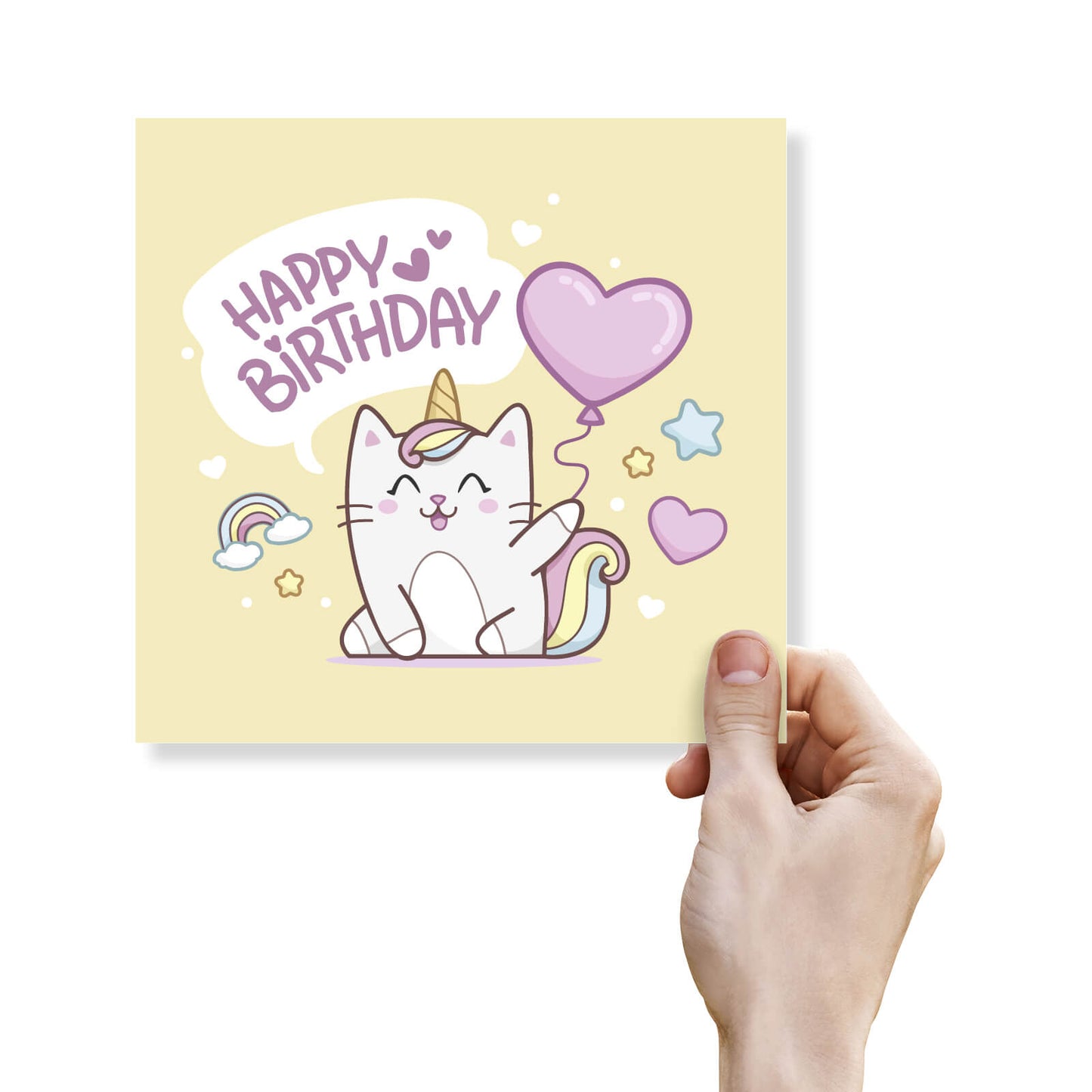 Happy Birthday – Cute Cat-Unicorn (Caticorn) Card