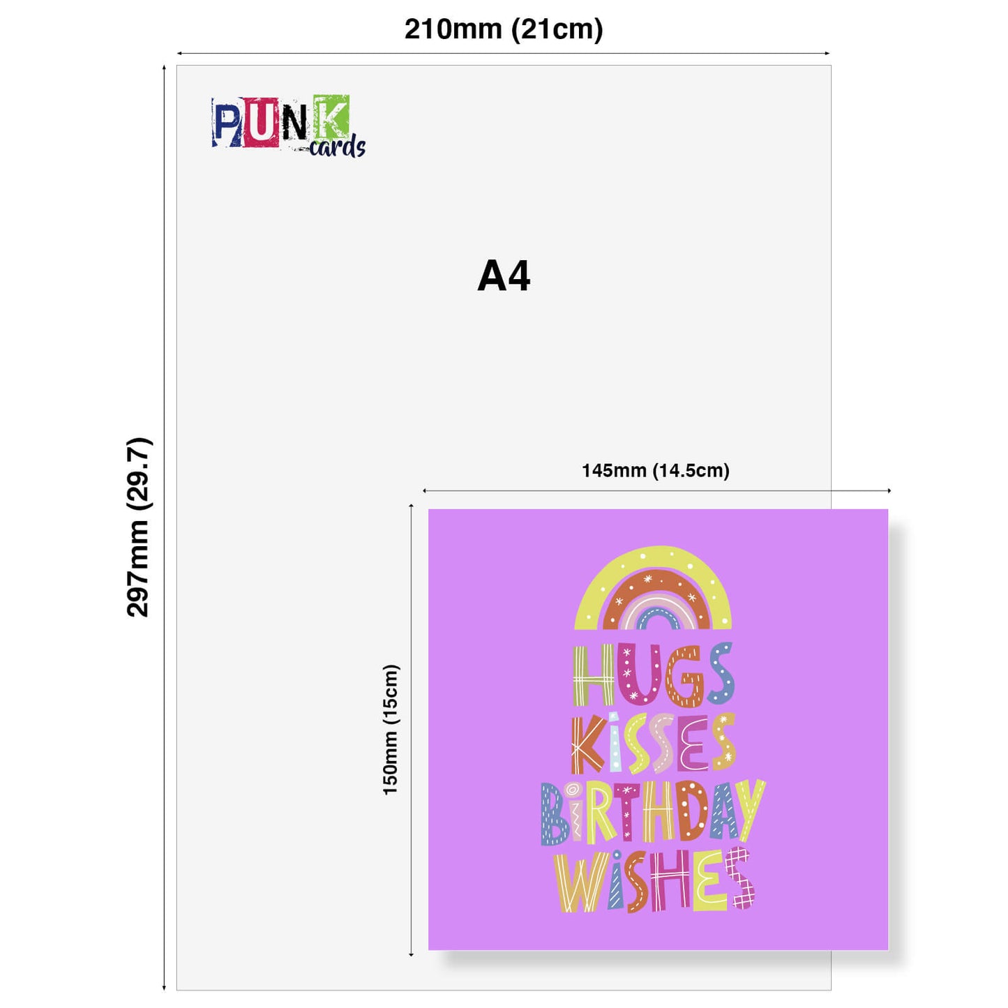 Hugs, Kisses, Birthday Wishes – Rainbow Card