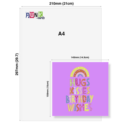 Hugs, Kisses, Birthday Wishes – Rainbow Card