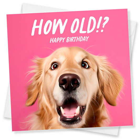 How Old!? – Golden Retriever Birthday Card