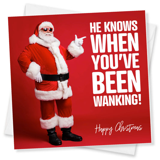 "He Knows When You’ve Been Wanking!" Santa in Shades Card
