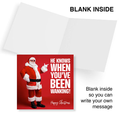 "He Knows When You’ve Been Wanking!" Santa in Shades Card