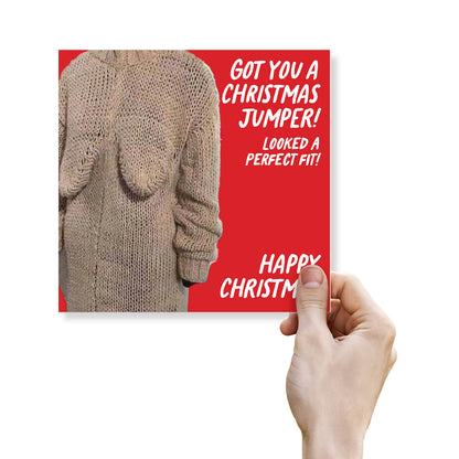 "Got You a Christmas Jumper – Looked a Perfect Fit!" Knitted Boob Jumper Card
